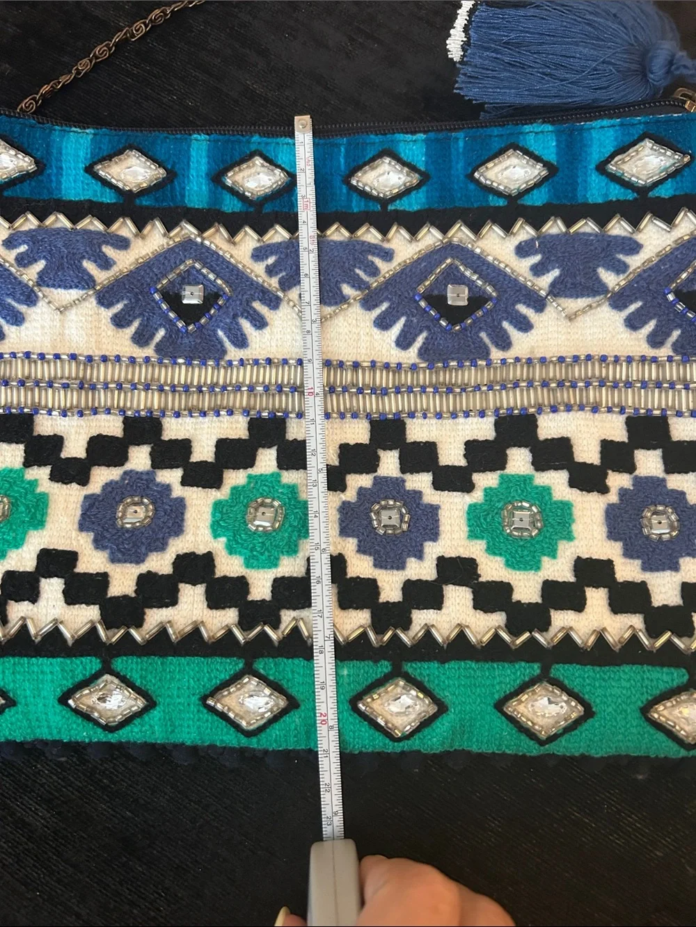 Boho Embroidered Blue & Teal Crossbody